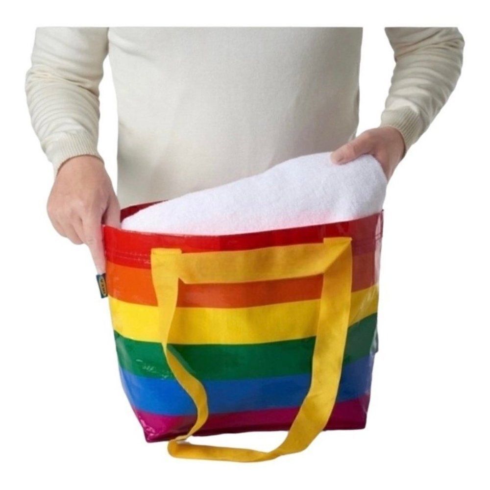 Ikea Rainbow Plastic Tote Bundle of 2 Large and Small Durable Waterproof New - Picture 6 of 9